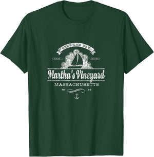 Martha's Vineyard MA Sailboat Vintage Nautical T-Shirt - T-Shirt | Forest