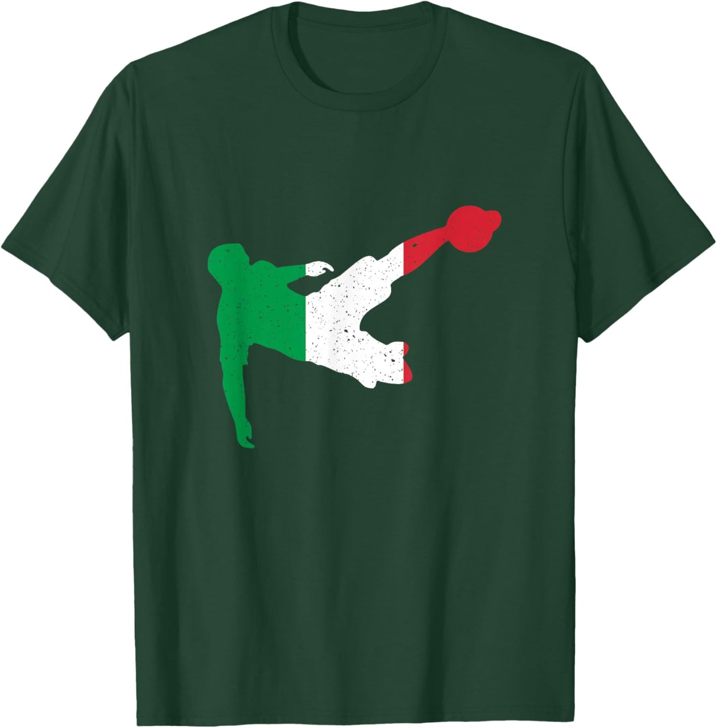 Vintage Italy Flag In Football Soccer Player Silhouette T-Shirt - T-Shirt | Forest
