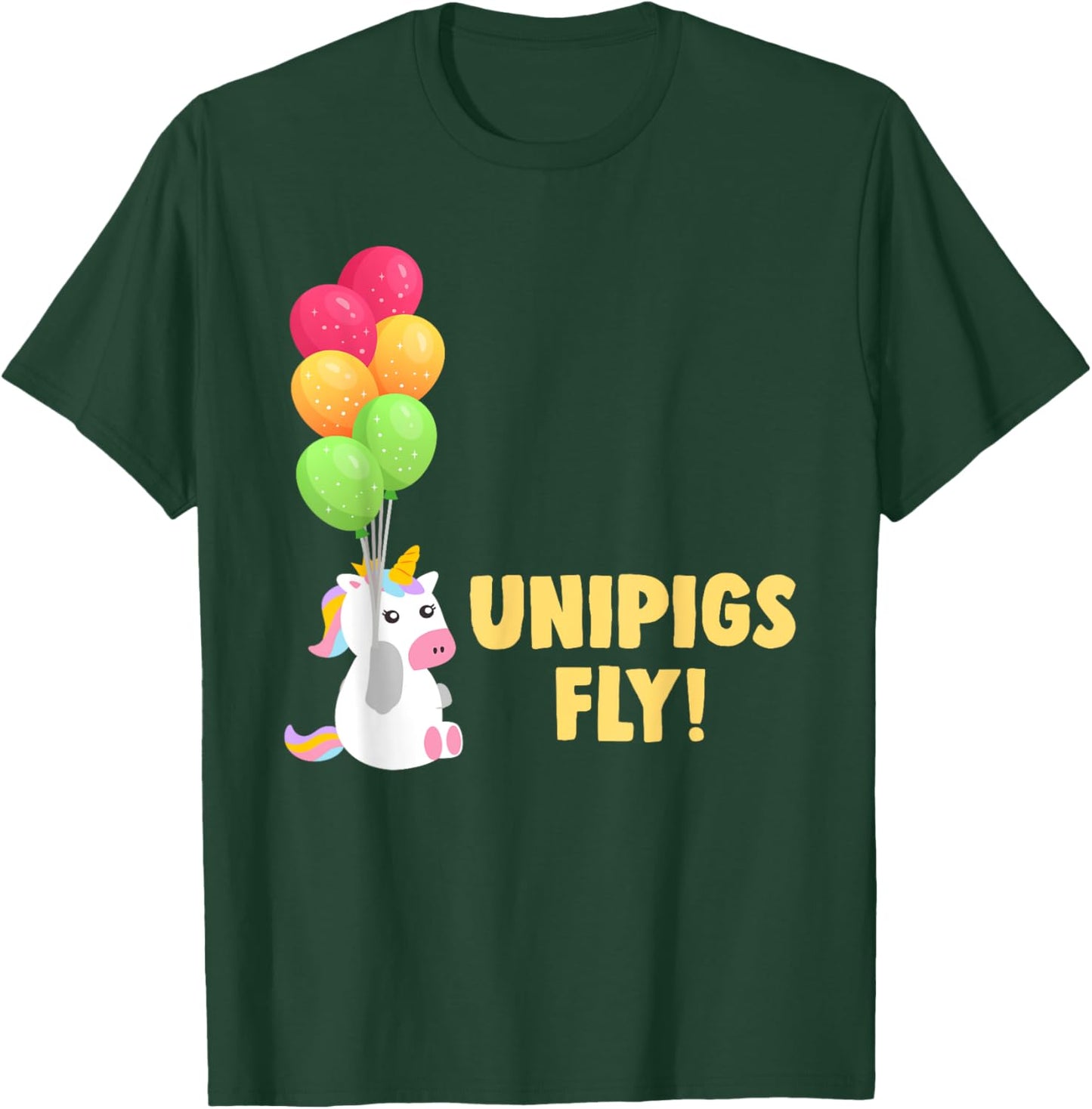 Cute Balloon Unipigs Fly Unicorn Pig Unicorn Lover T-Shirt - T-Shirt | Forest