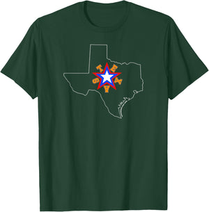 Texas Map Outline, Tricolor Lone Star, Texas In Orange T-Shirt - T-Shirt | Forest