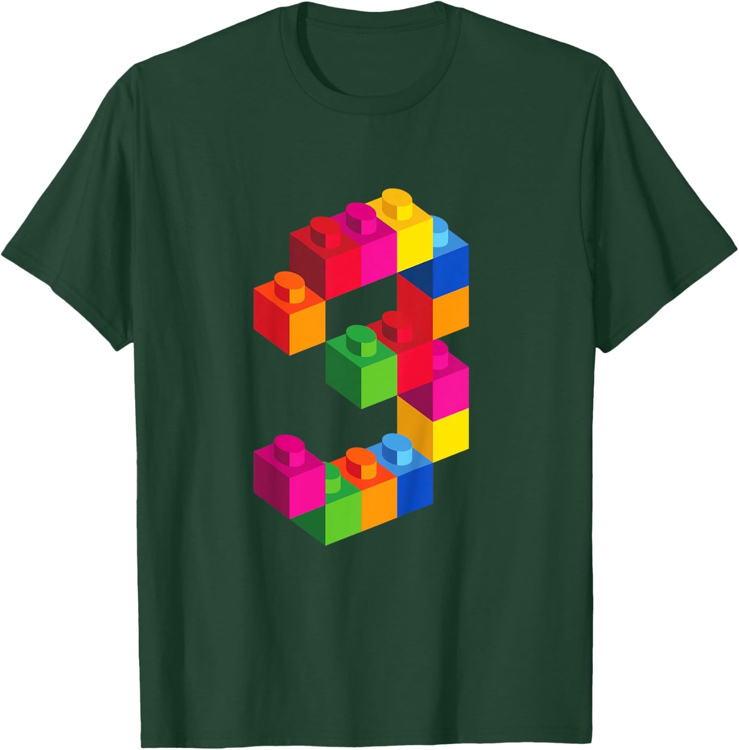 3 Year Old Building Blocks Birthday T Shirt Bricks 3rd Gift T-Shirt - T-Shirt | Forest