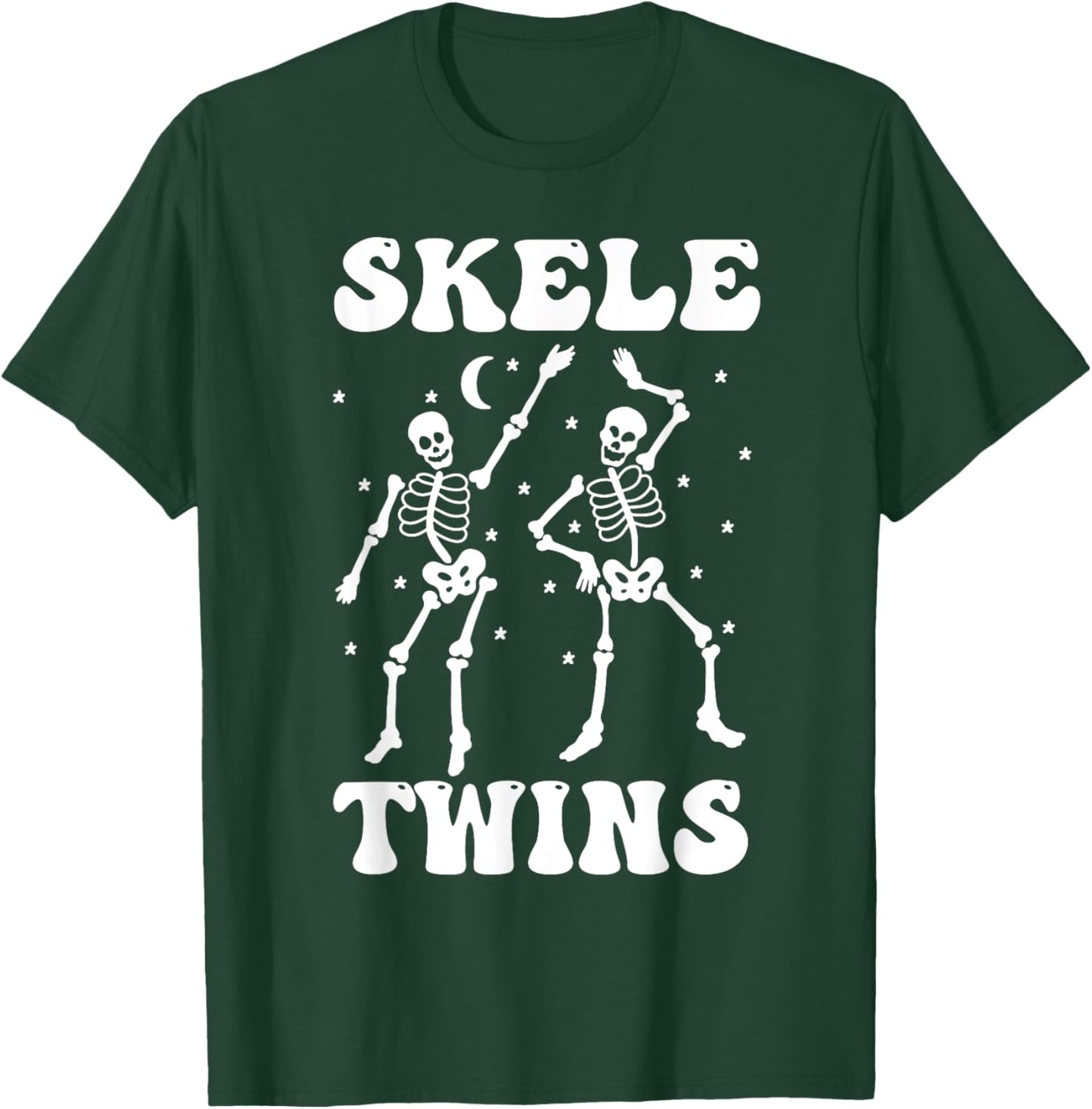 Twins Halloween Matching Skeletwins Funny Dancing Skeletons T-Shirt - T-Shirt | Forest