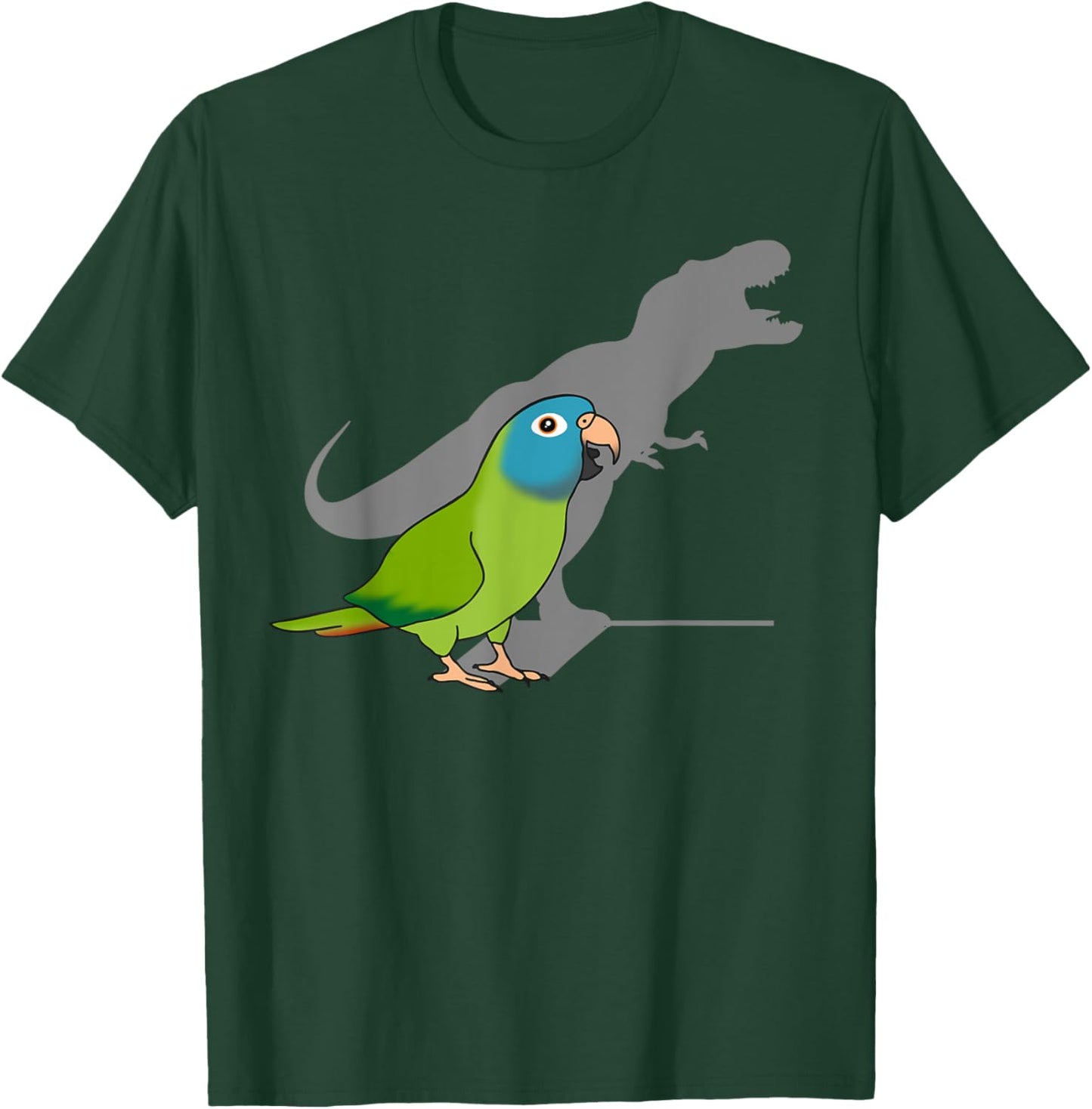 T-rex Blue Crowned Conure, Funny Dinosaur Shadow Parrot T-Shirt - T-Shirt | Forest