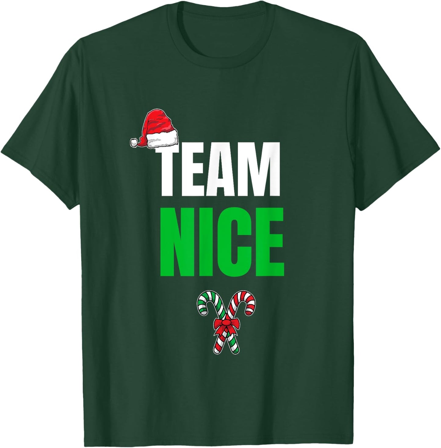Team Naughty Nice Funny Holiday Christmas T Shirt T-Shirt - T-Shirt | Forest