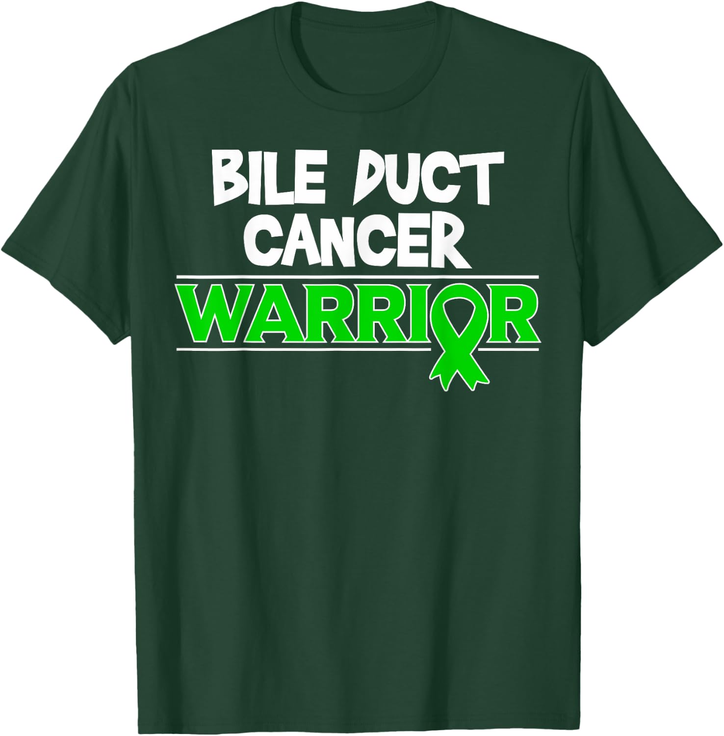 Bile Duct Cancer Awareness Gift Green Ribbon T-Shirt - T-Shirt | Forest