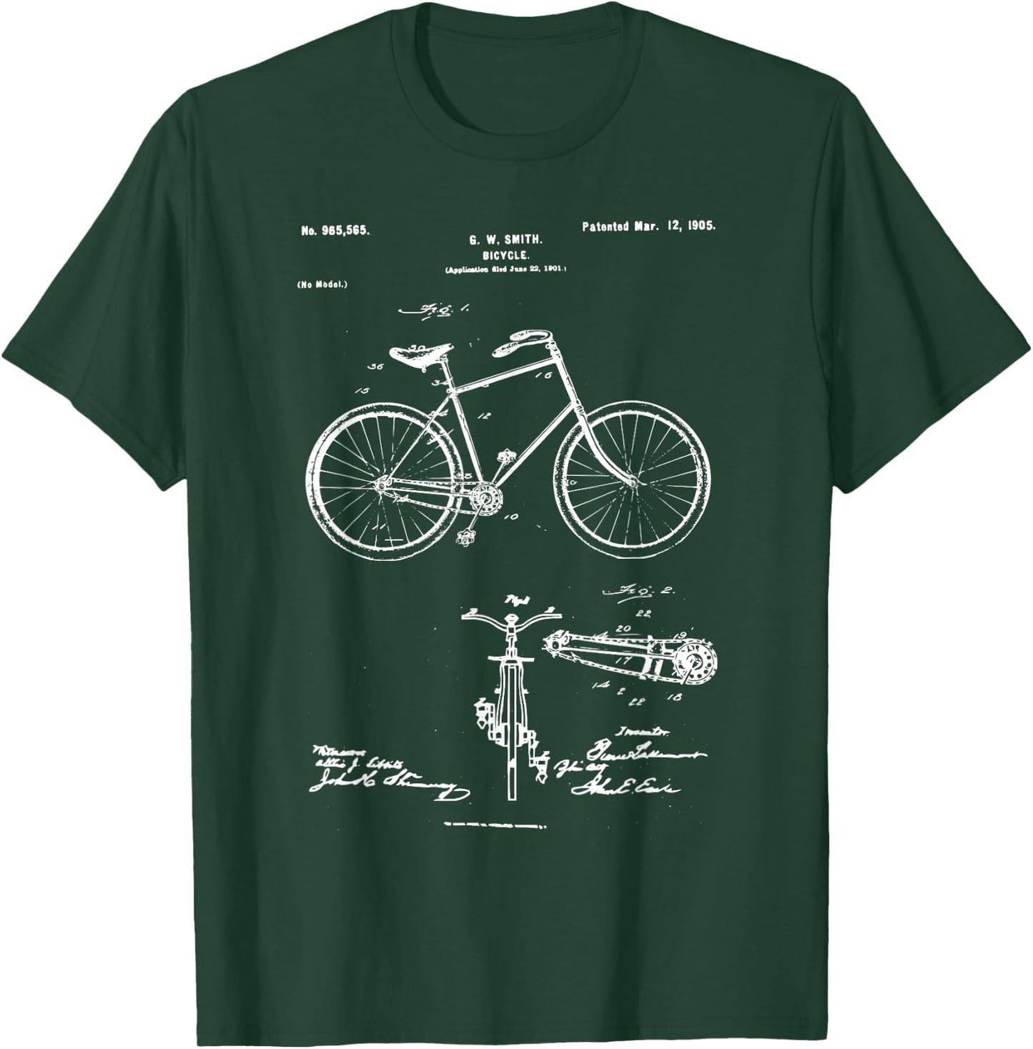 Vintage Patent Print 1900 Bicycle , Bike Shirt T-Shirt - T-Shirt | Forest