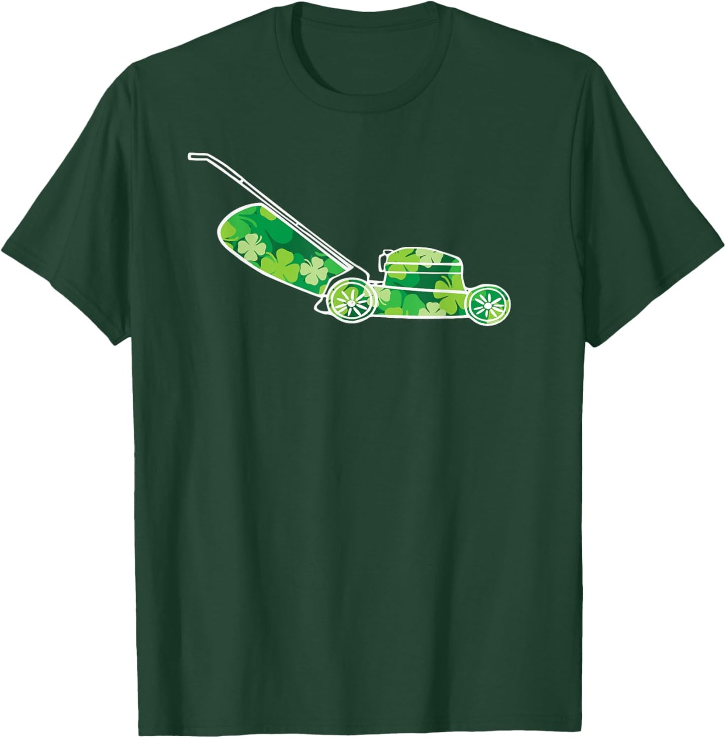 Funny St Patrick's Day Shamrock Lawn Mower Grass Mowing Dad T-Shirt - T-Shirt | Forest
