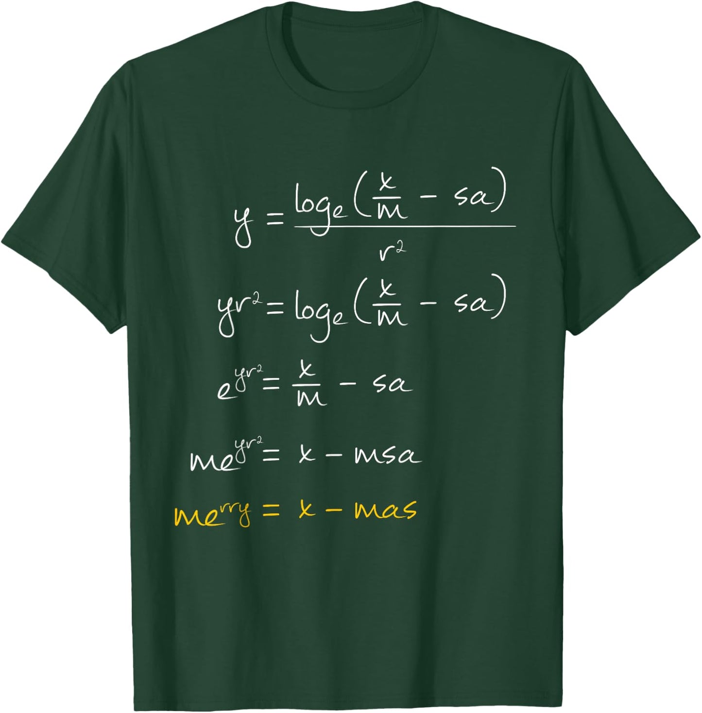 Math Merry Xmas Math Equation - Funny Christmas Algebra T-Shirt - T-Shirt | Forest