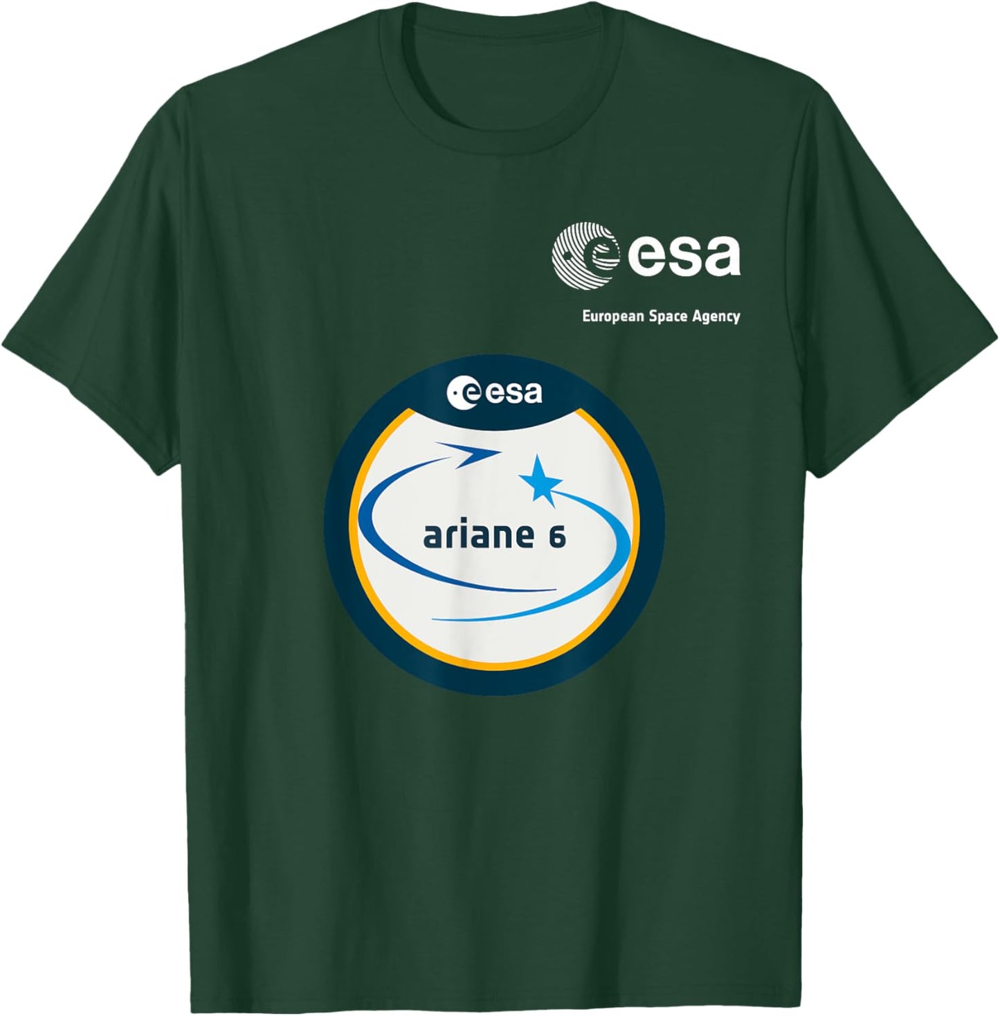 ESA European Space Agency Mission Ariane 6 Patch T-Shirt - T-Shirt | Forest