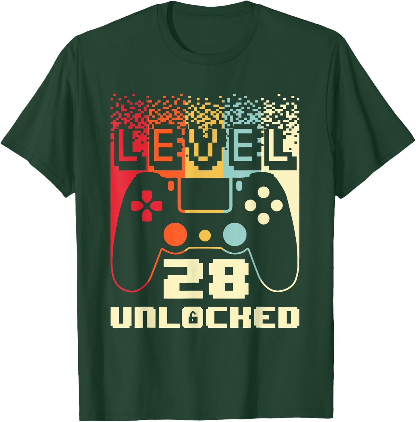 28th Birthday Level 28 Unlocked Gamer 28 Year Old T-Shirt - T-Shirt | Forest