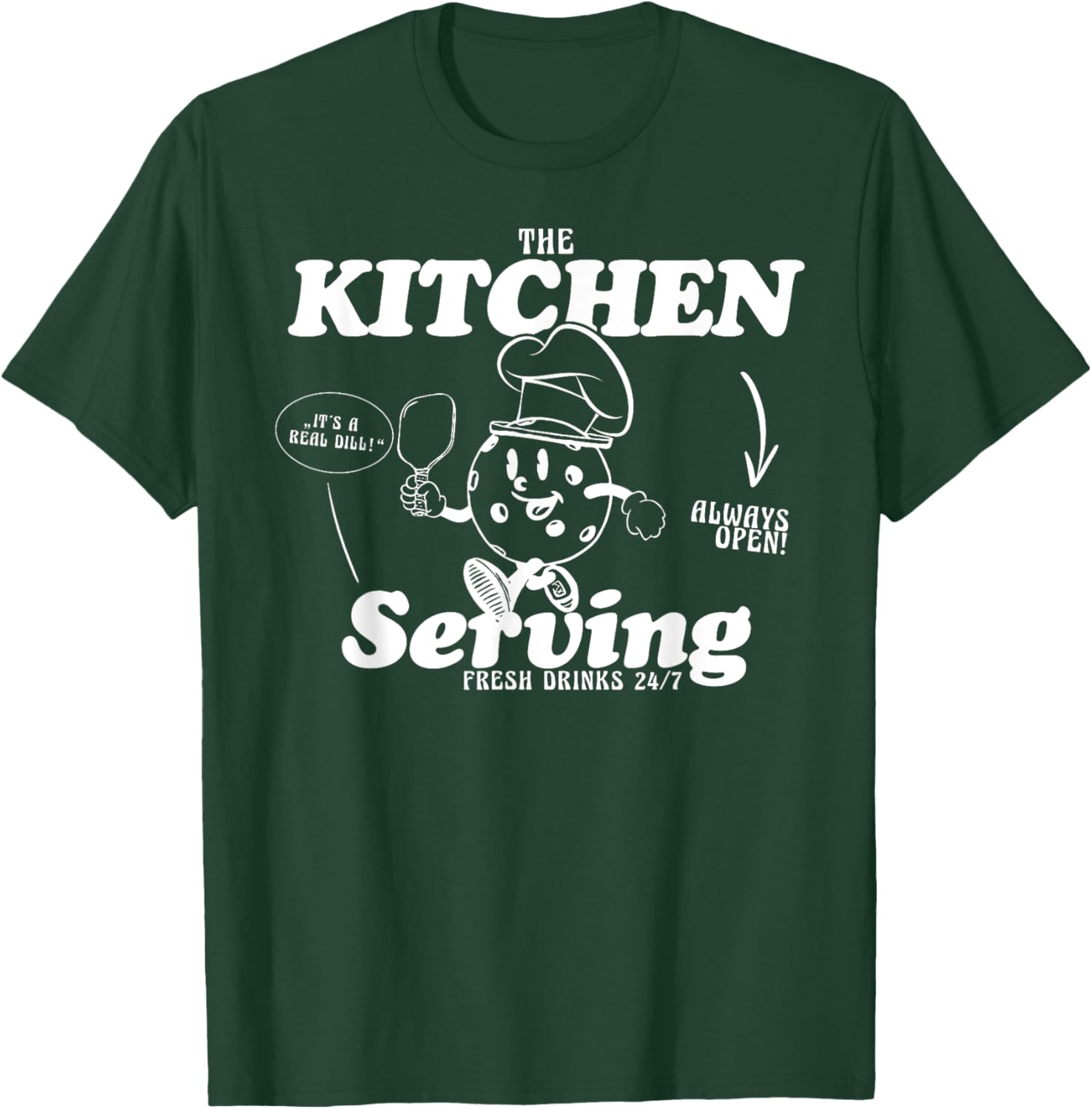 The kitchen Pickleball Gift Pickle Ball Player groovy T-Shirt - T-Shirt | Forest