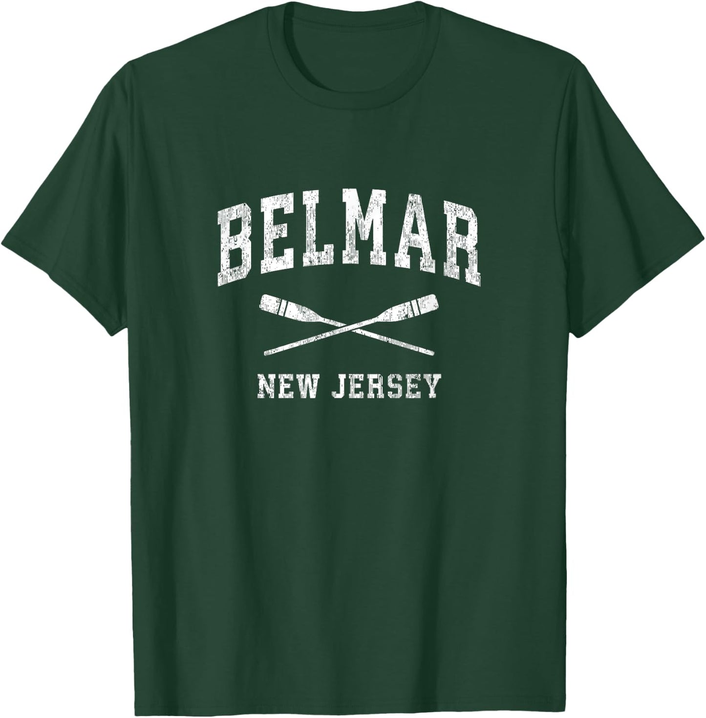 Belmar New Jersey Vintage Nautical Paddles Sports Oars T-Shirt - T-Shirt | Forest