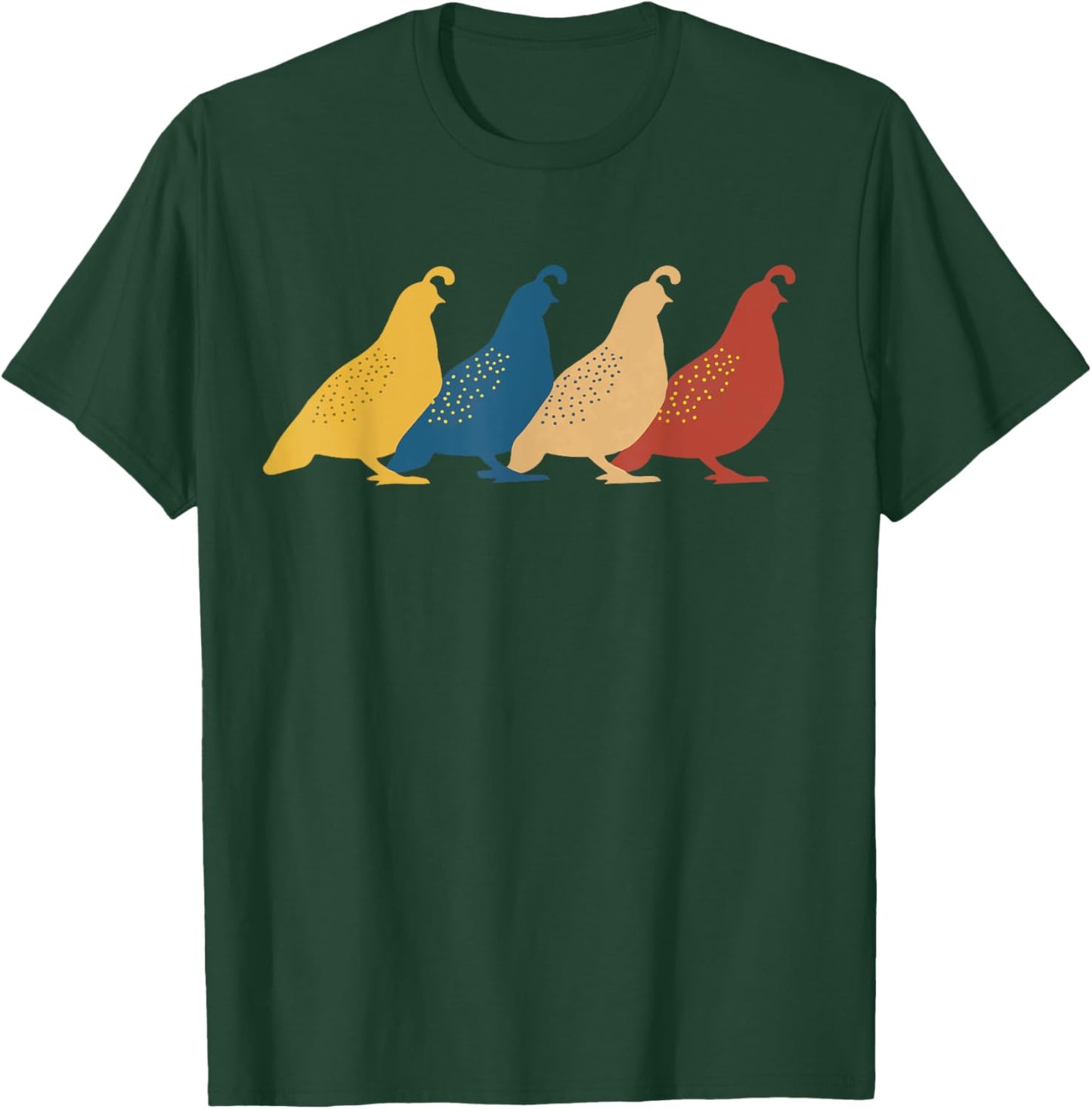Quail Retro Bird Quails Animal T-Shirt - T-Shirt | Forest