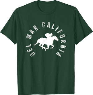 Del Mar California Del Mar California Horse Racing Black -Adults Small Classic Fit Short Sleeve Horse Racing Enthusiasts, Men, Women T-Shirt - T-Shirt | Forest