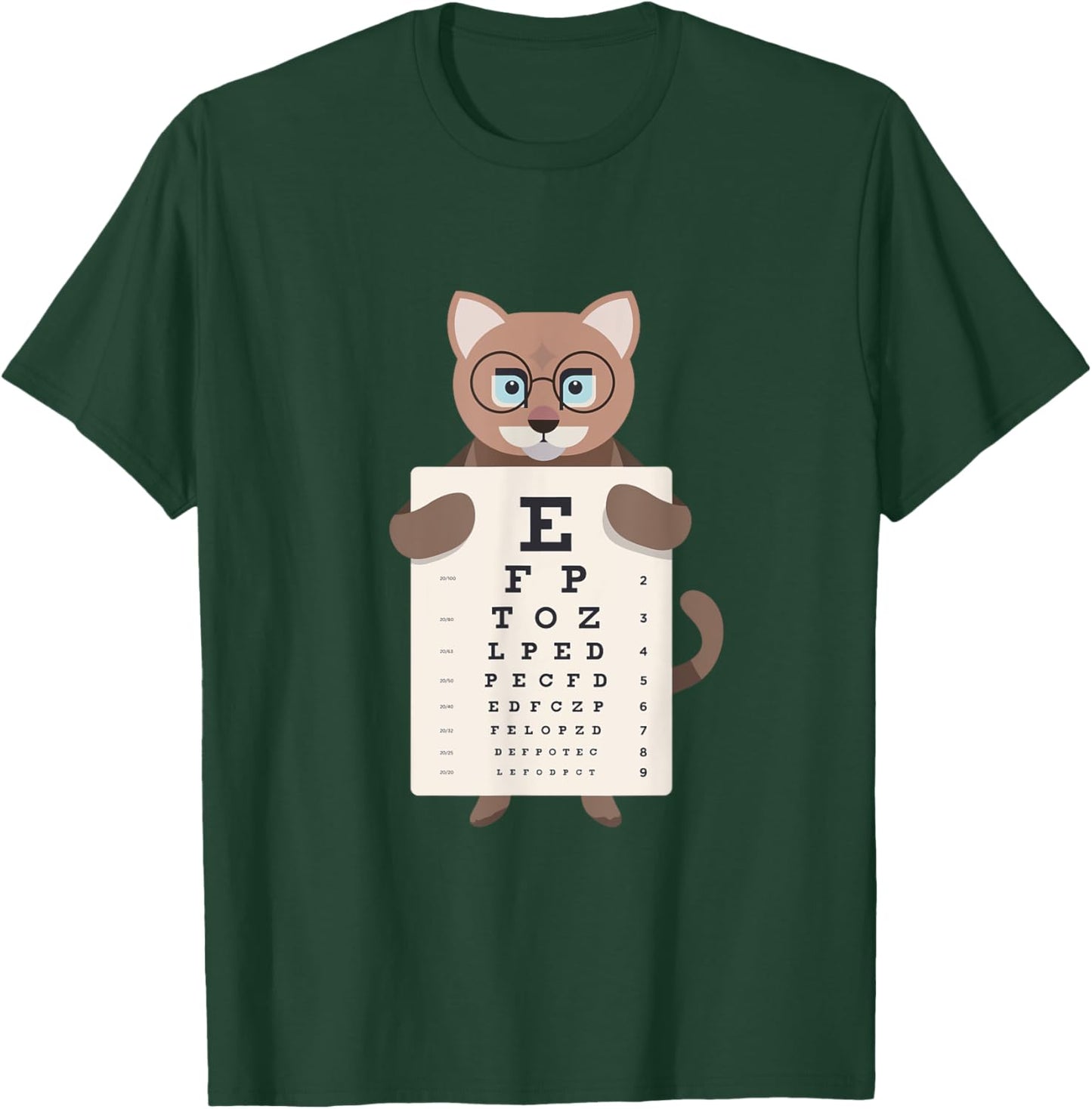 Funny Eye Test for Opticians Eye Doctor Cat T-Shirt - T-Shirt | Forest
