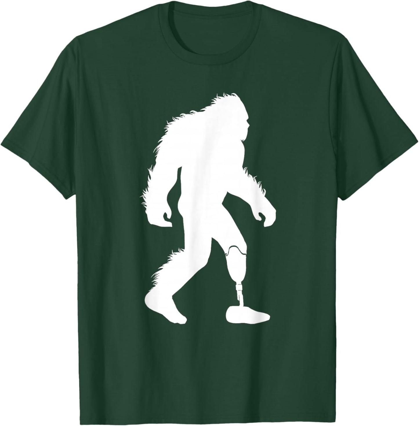 Bigfoot Leg Amputee Sasquatch Wearing Prosthetic Leg T-Shirt - T-Shirt | Forest