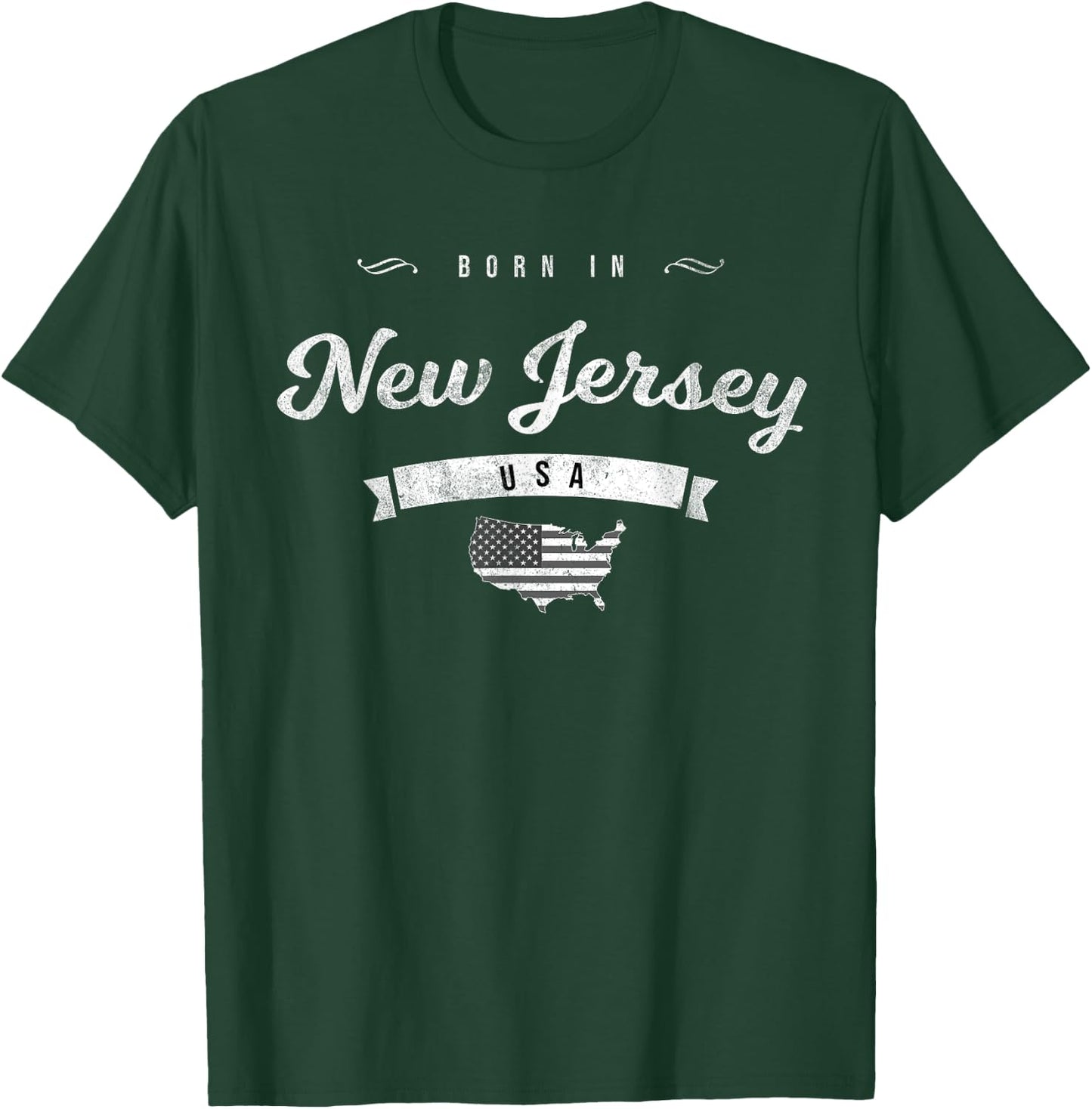 Born in New Jersey NJ Retro Vintage USA Map Flag T-Shirt - T-Shirt | Forest
