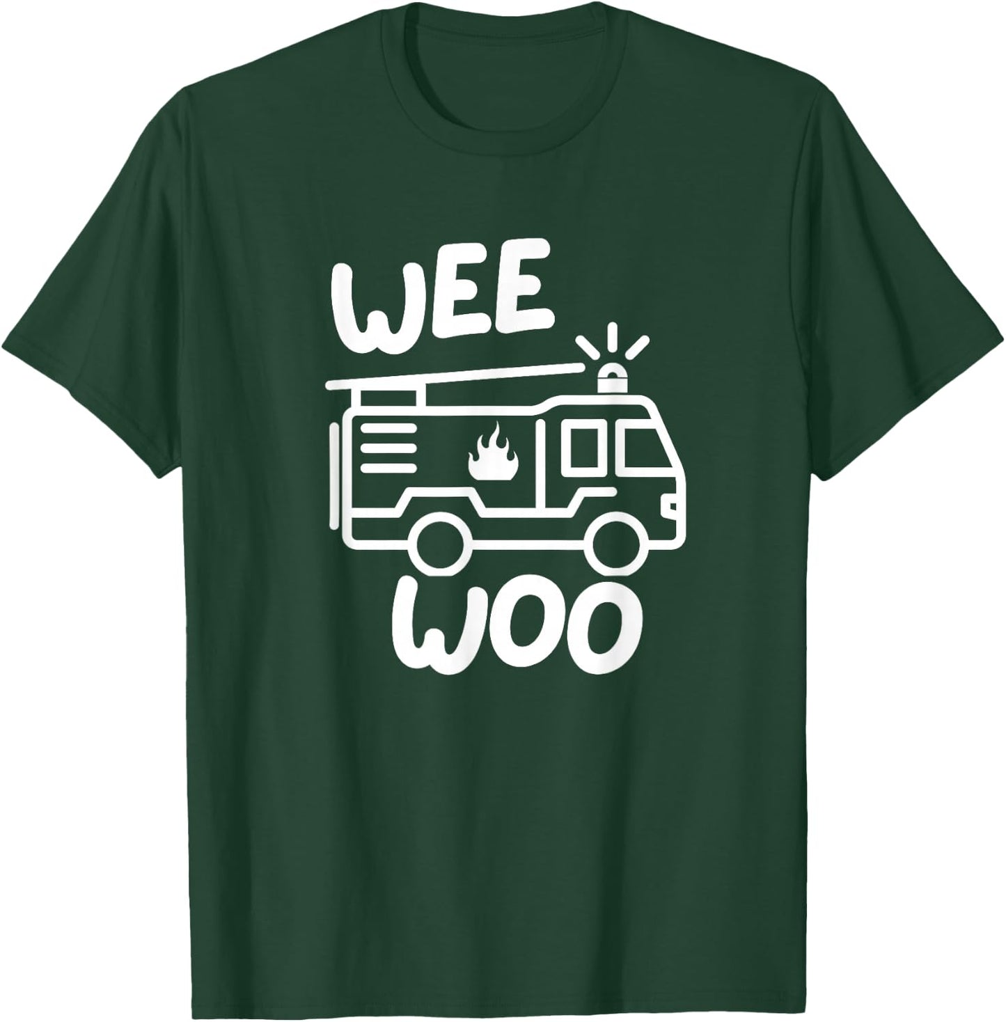 Wee Woo Squad Funny Fire Truck Firefighter Birthday Kids Boy T-Shirt - T-Shirt | Forest