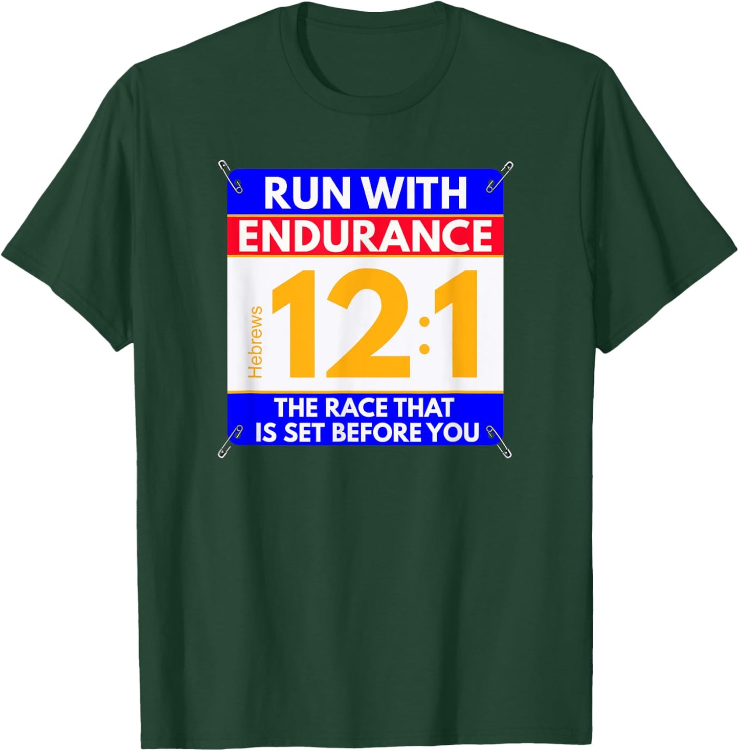 Run the Race of Life, Fun Christian Bible Verse, Runners T-Shirt - T-Shirt | Forest