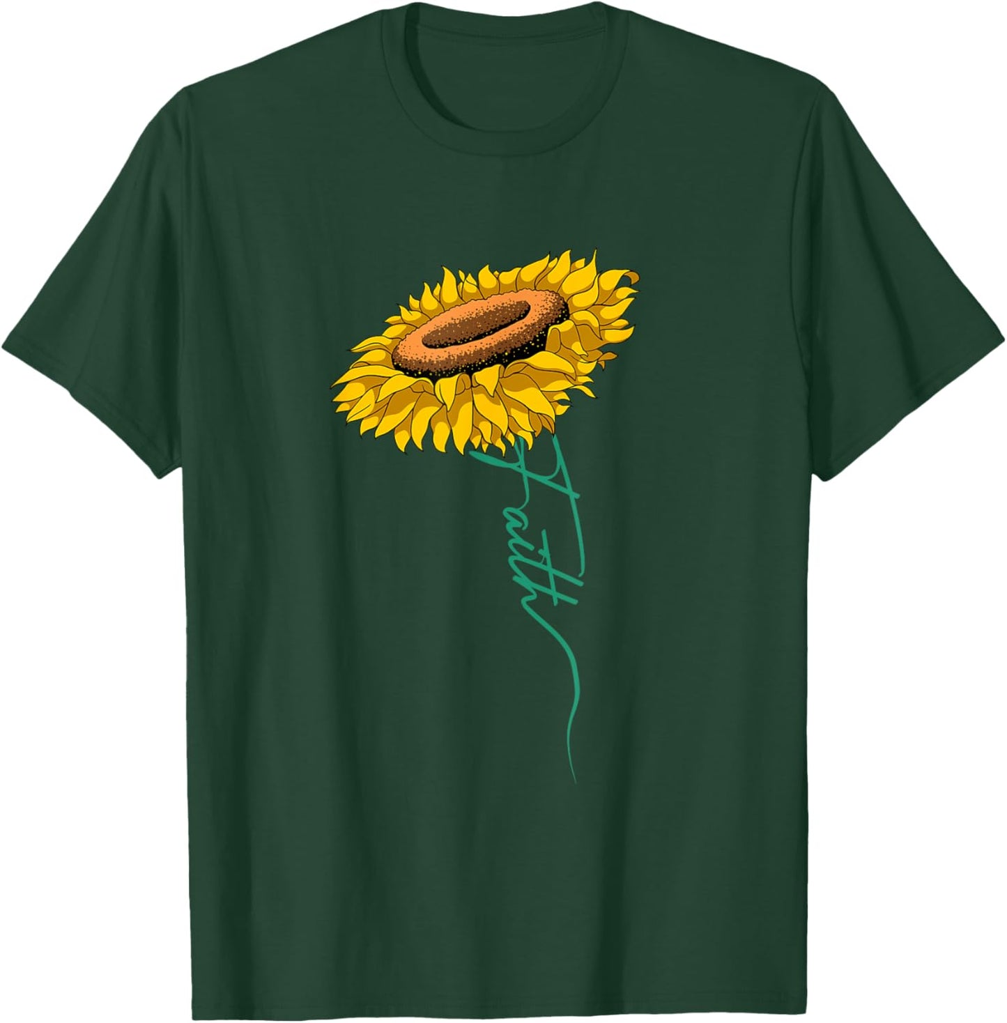 Sunflower Faith Blessed Jesus Sunflower Religious Christian T-Shirt - T-Shirt | Forest