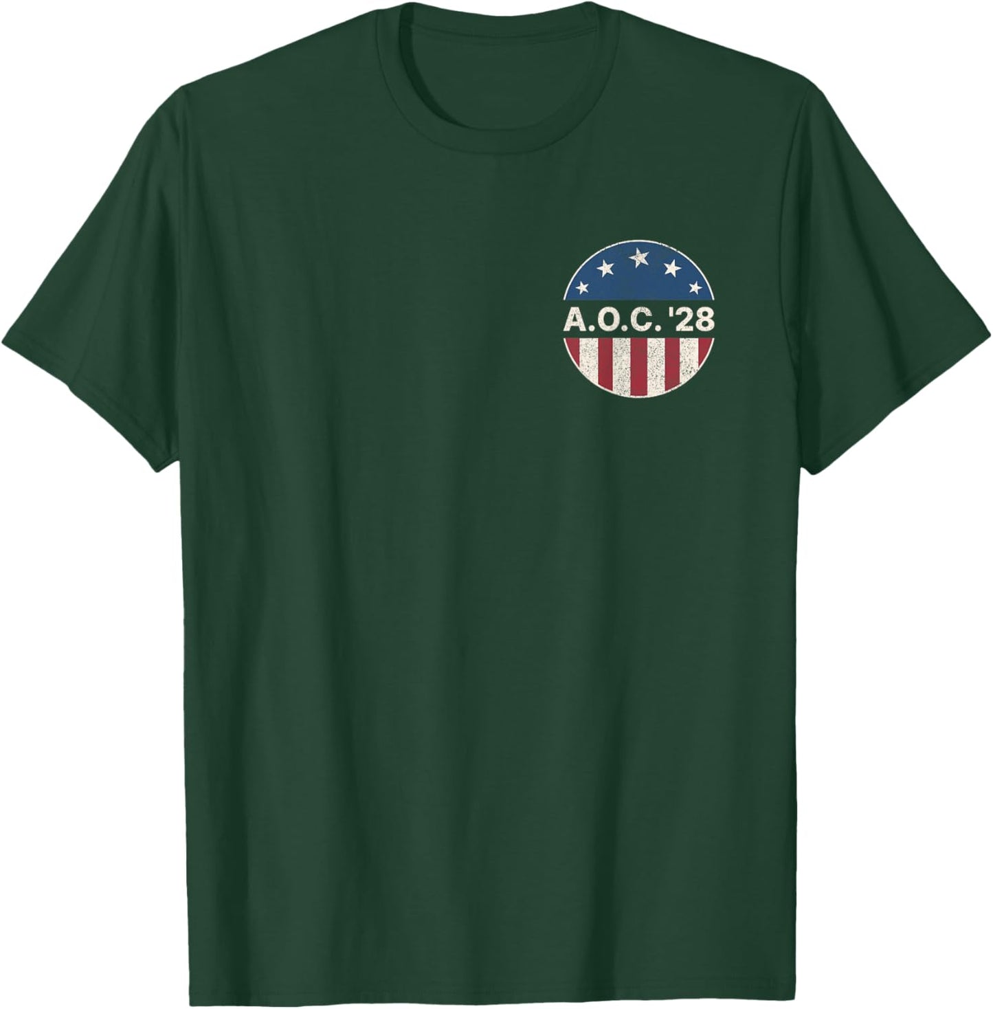 AOC 2028 A.O.C. 2028 For President American Flag T-Shirt - T-Shirt | Forest