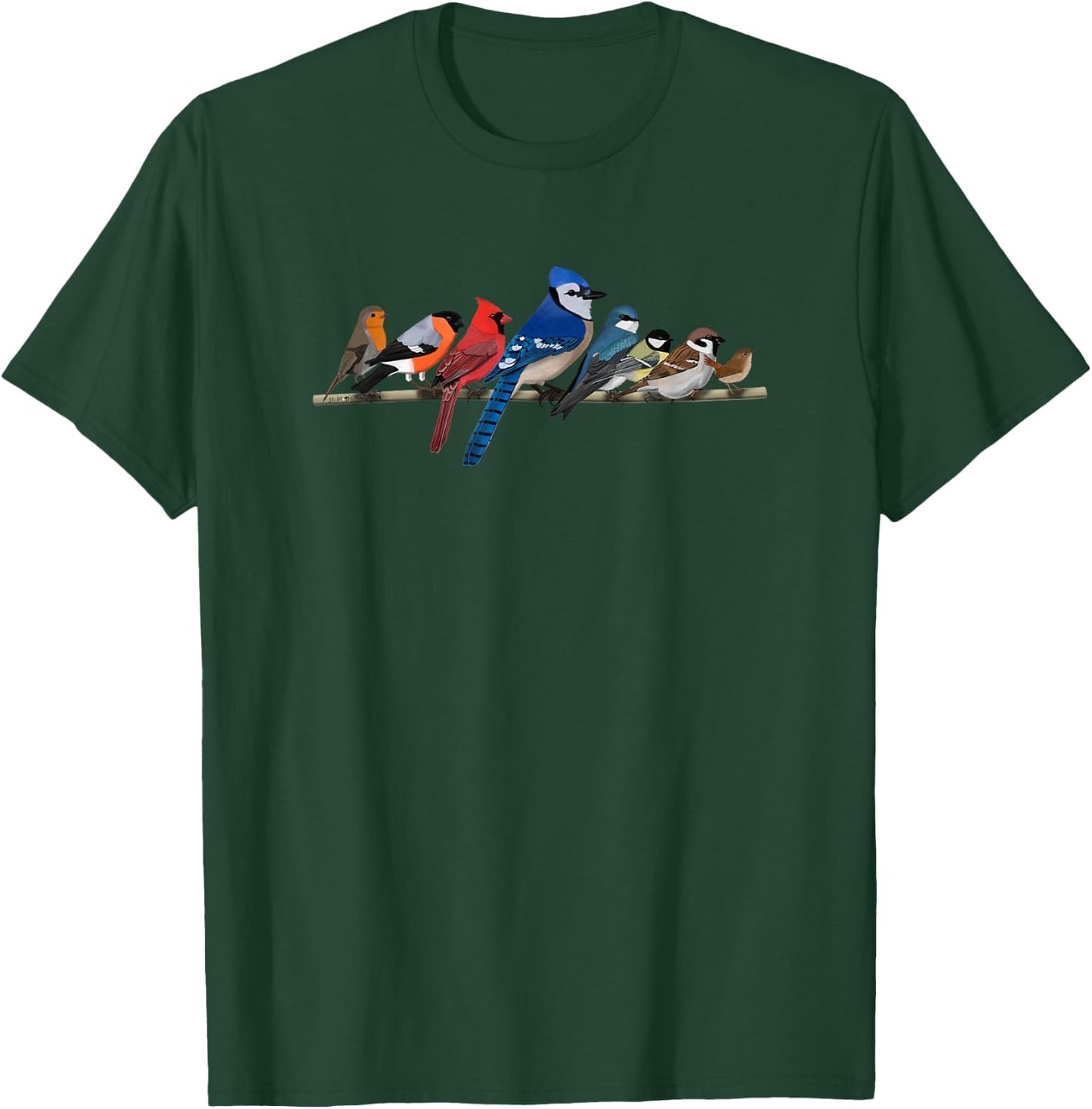 Garden Birds Blue Jay Bullfinch Ornithologist Biologist T-Shirt - T-Shirt | Forest