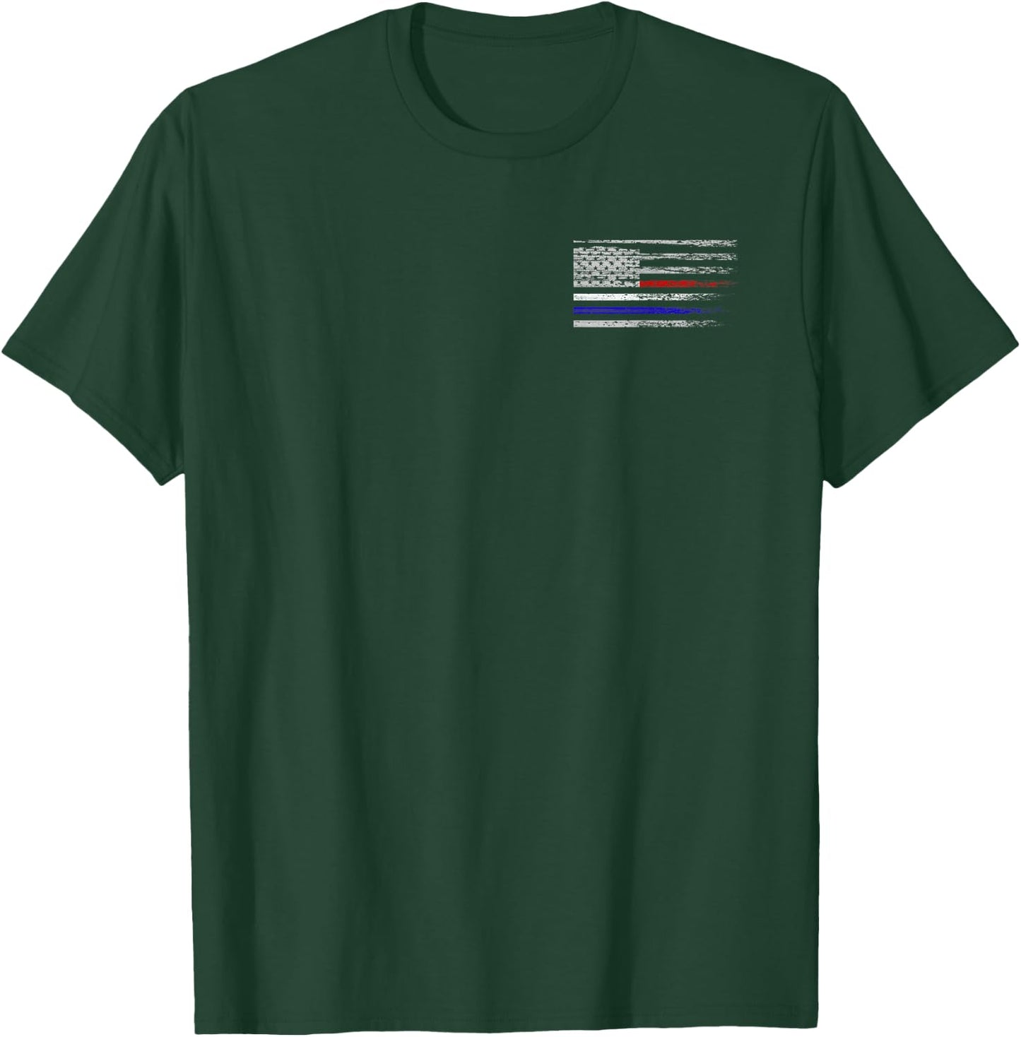 Police Fire EMS First Responder American Flag Firefighter T-Shirt - T-Shirt | Forest