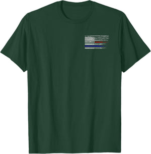 Police Fire EMS First Responder American Flag Firefighter T-Shirt - T-Shirt | Forest