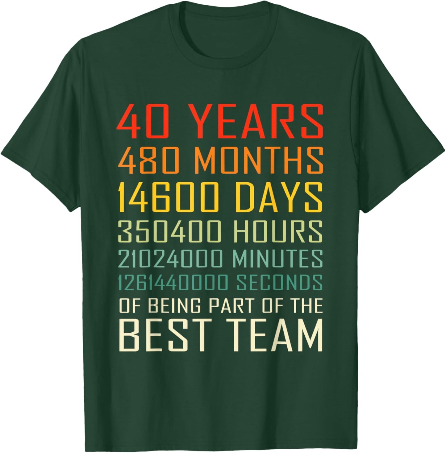 Best Team Vintage Work Anniversary 40 Years Employee T-Shirt - T-Shirt | Forest