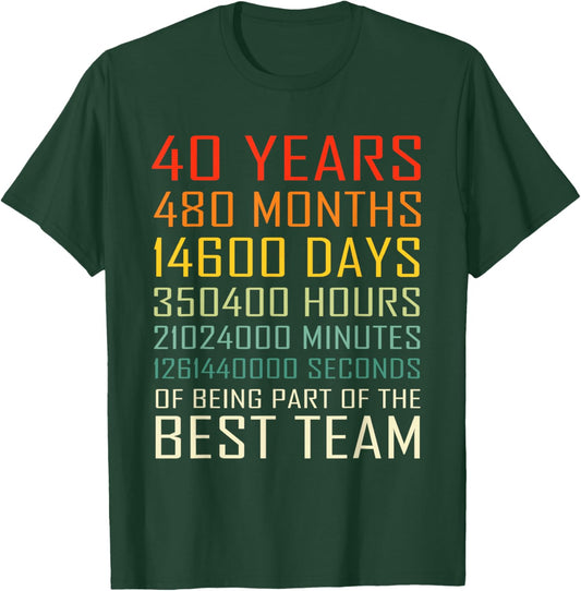 Best Team Vintage Work Anniversary 40 Years Employee T-Shirt - T-Shirt | Forest