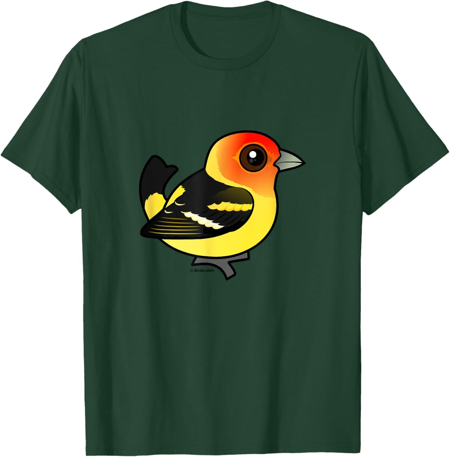 Cute Cartoon Western Tanager Birdorable Bird Species T-Shirt - T-Shirt | Forest