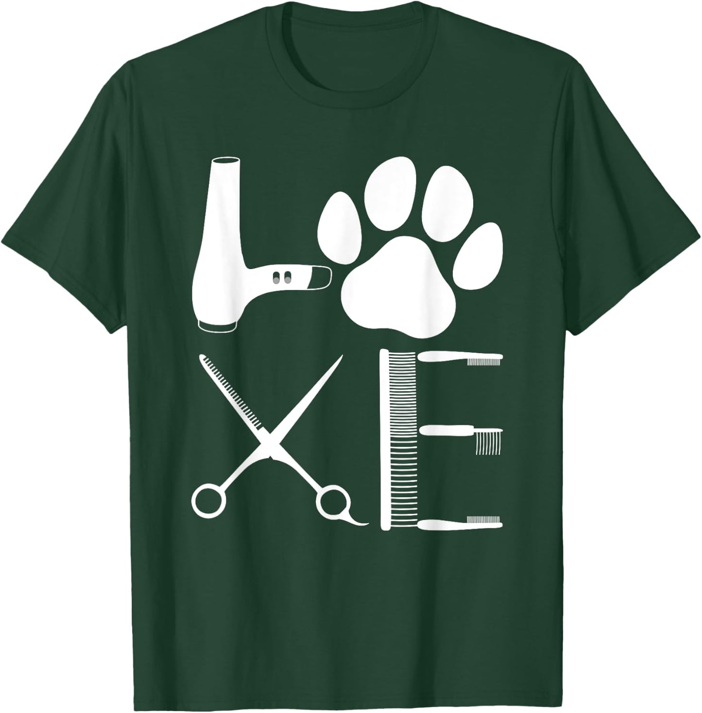 Cool Dog Groomer Women Pet Grooming Puppy Dog Owner T-Shirt - T-Shirt | Forest