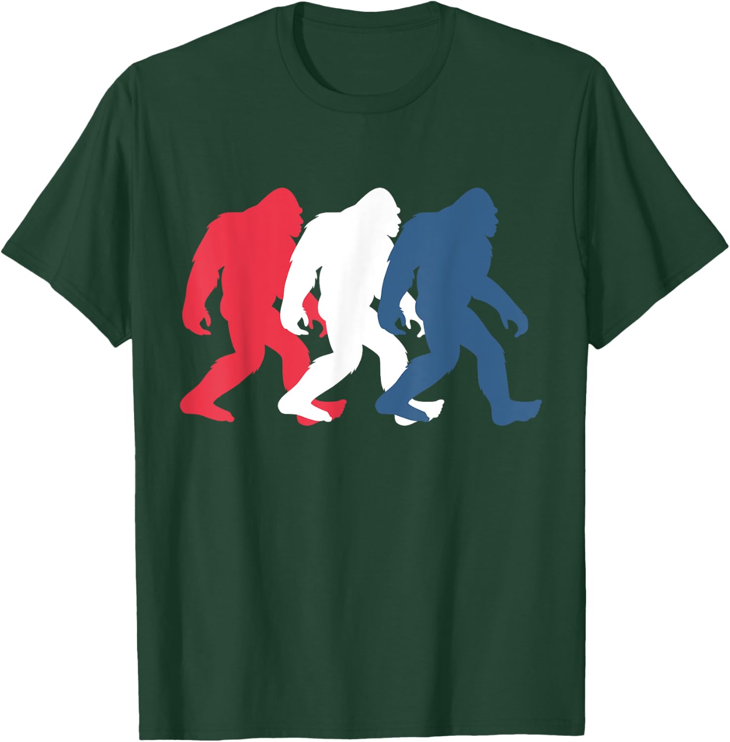 4th of July Bigfoot Red White and Blue Gift Sasquatch Merica Women Kids Men T-Shirt - T-Shirt | Forest