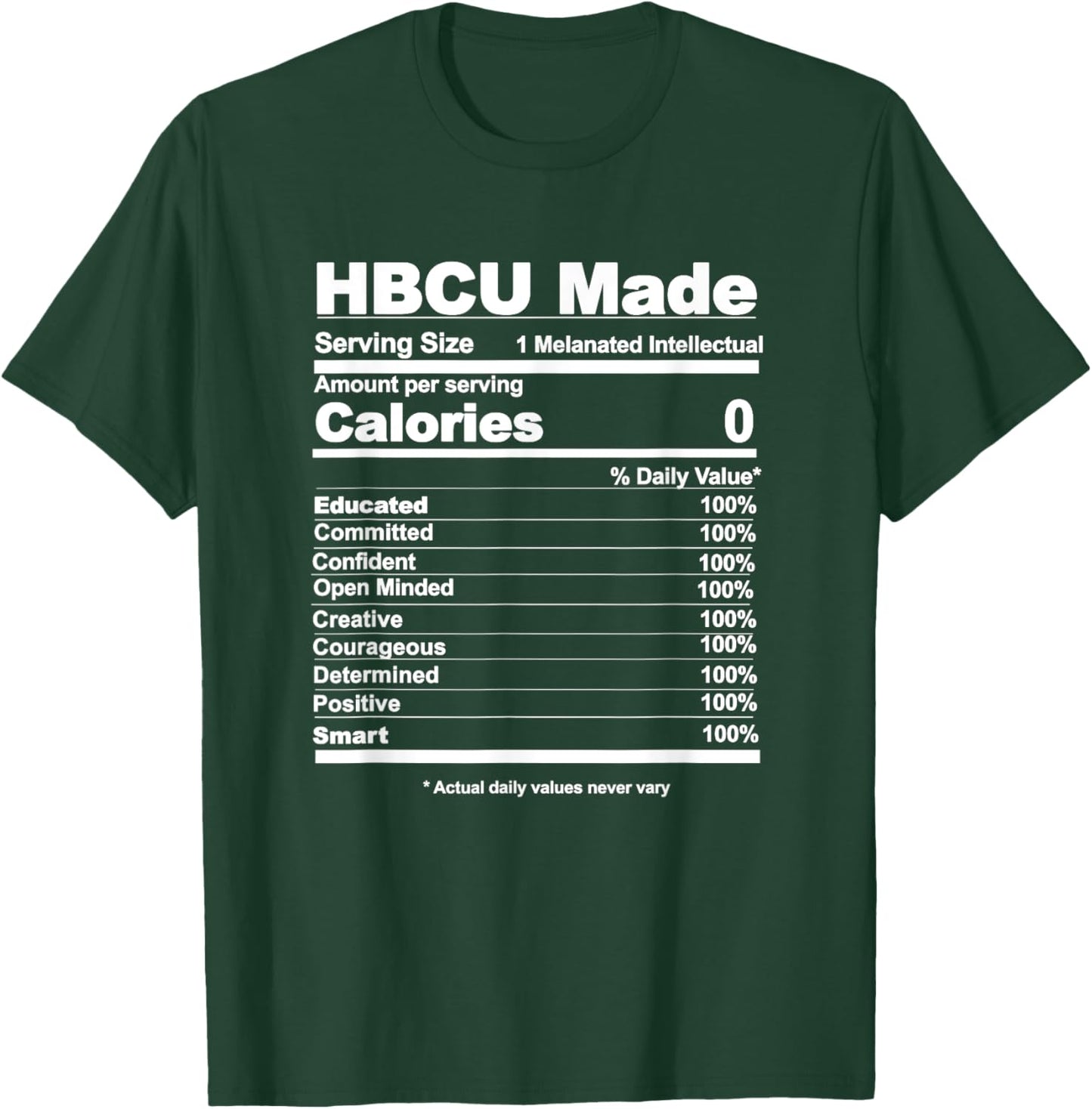 HBCU Made HBCU Nutritional facts T-Shirt - T-Shirt | Forest