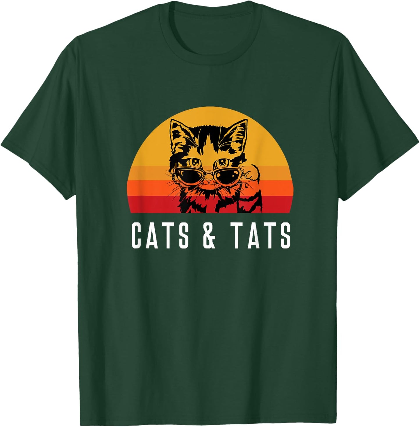 Cats & Tats Tattoo Cat with Sunglasses Kitten Kitty Funny Men Women Kids T-Shirt - T-Shirt | Forest