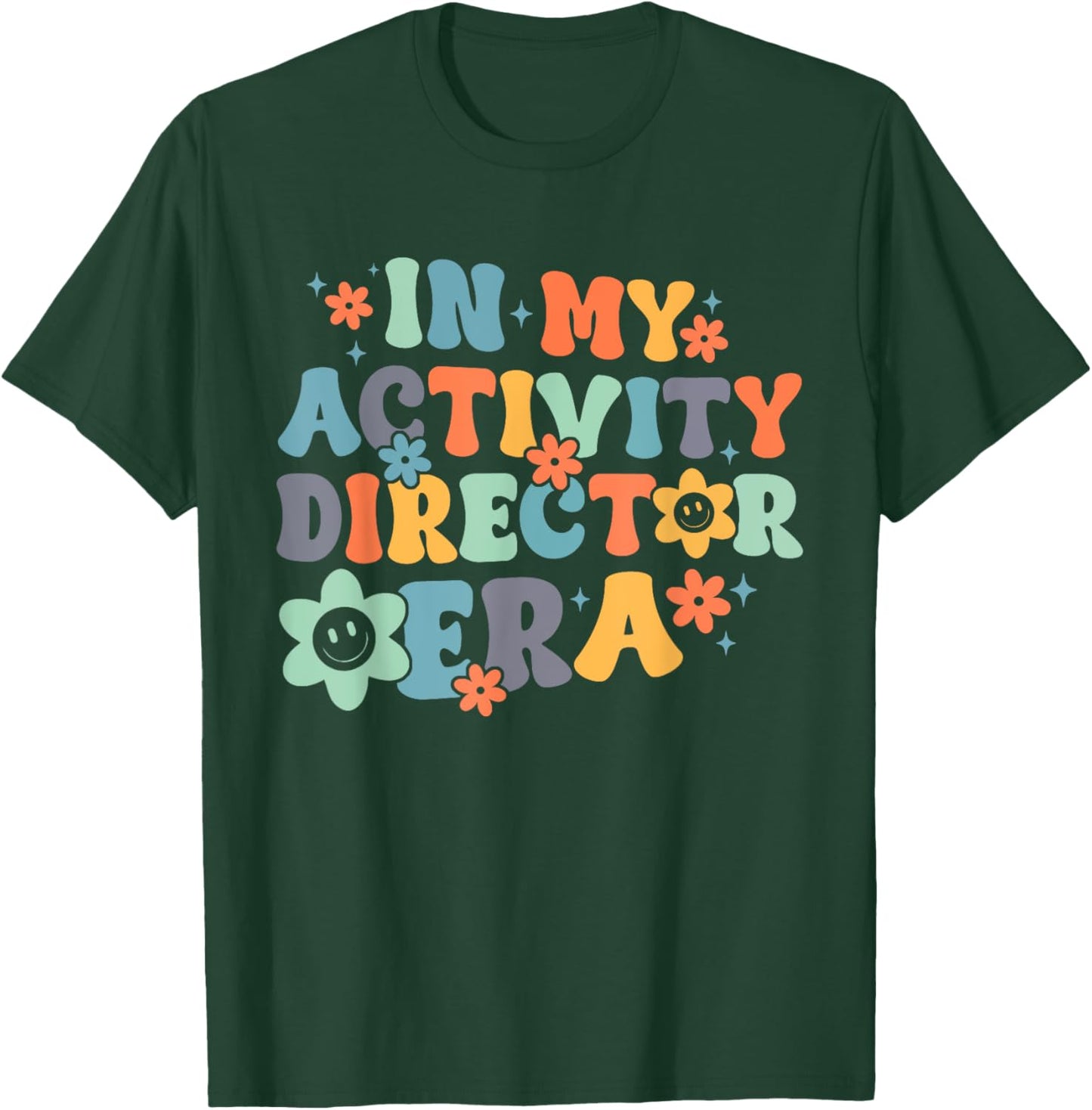 Groovy In My Activity Director Era Funny Retro Black - -Adults, Small, Short Sleeve T-Shirt - T-Shirt | Forest