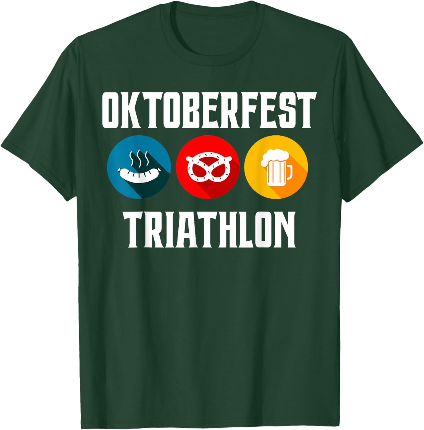 Oktoberfest Triathlon Funny Bavarian Beer Pretzels and Br T-Shirt - T-Shirt | Forest
