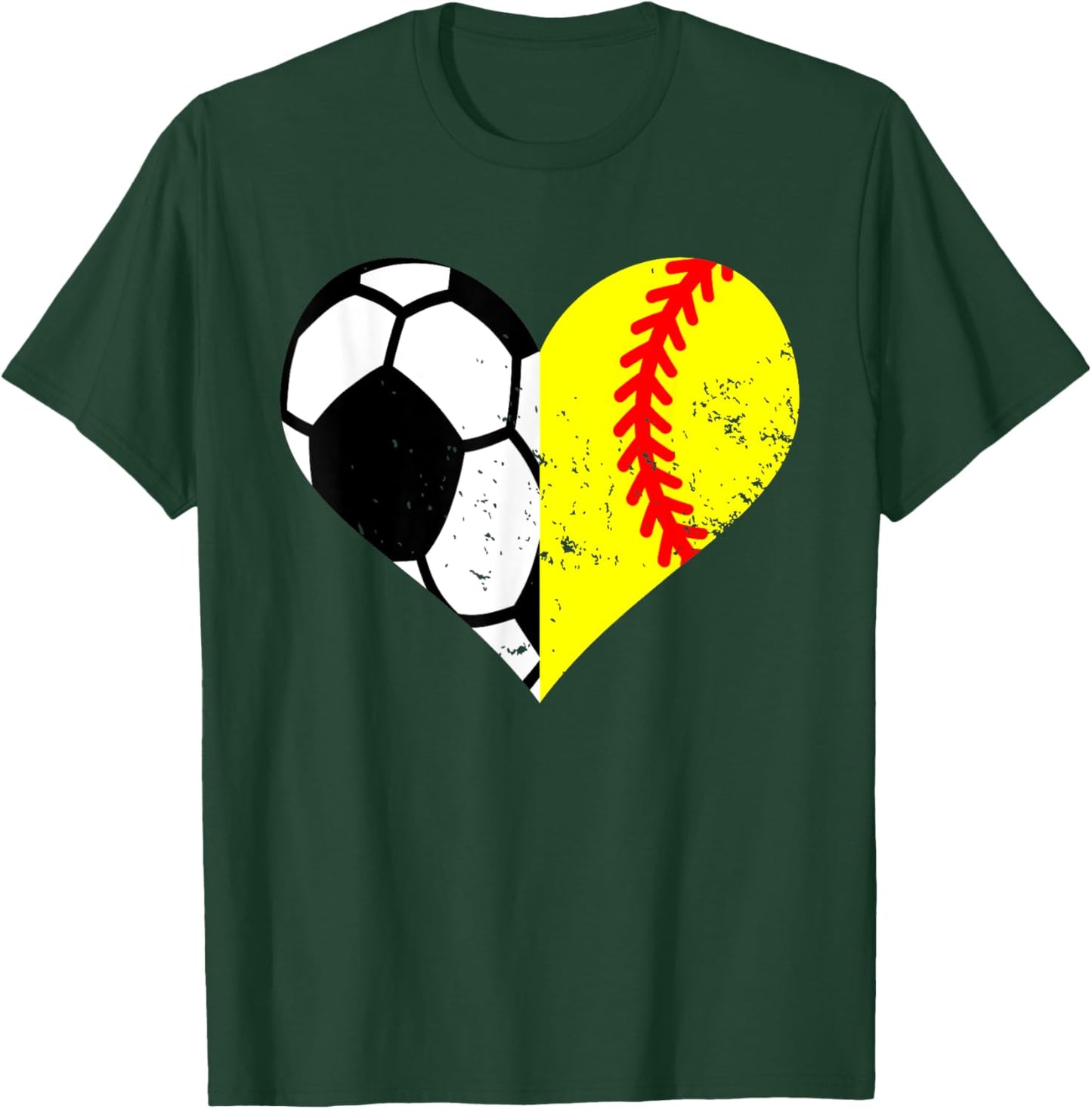 Soccer Softball Heart Funny Soccer Softball Mom T-Shirt - T-Shirt | Forest