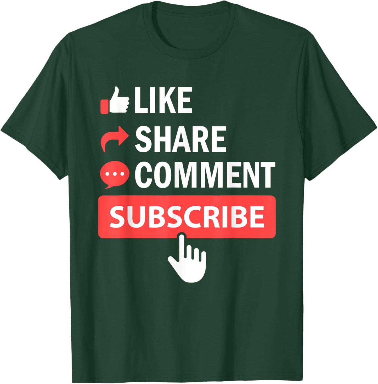 Like Share Subscribe Comment Video Livestream Blogging T-Shirt - T-Shirt | Forest