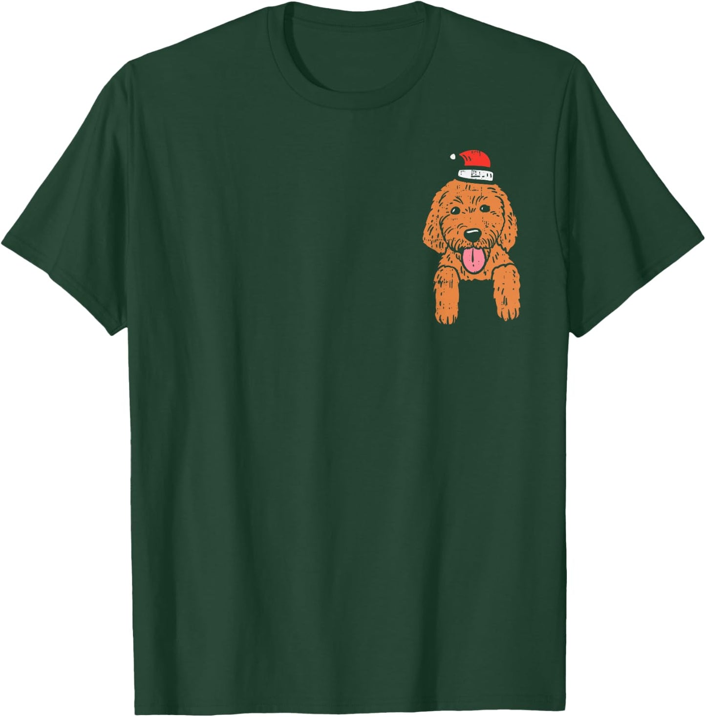 Pocket Goldendoodle Santa Hat Christmas Animal Pet Dog PJ T-Shirt - T-Shirt | Forest