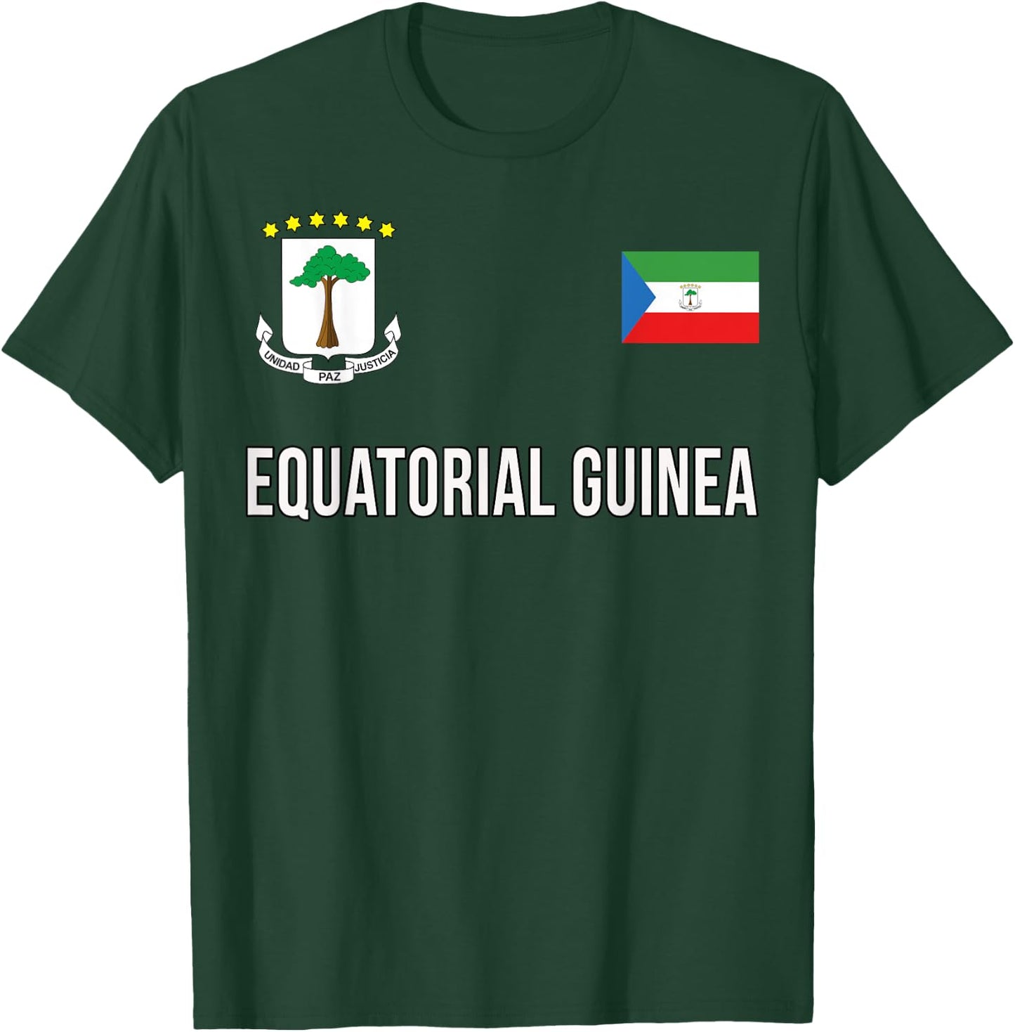 Equatorial Guinea Sports-style Flag and Emblem Design T-Shirt - T-Shirt | Forest