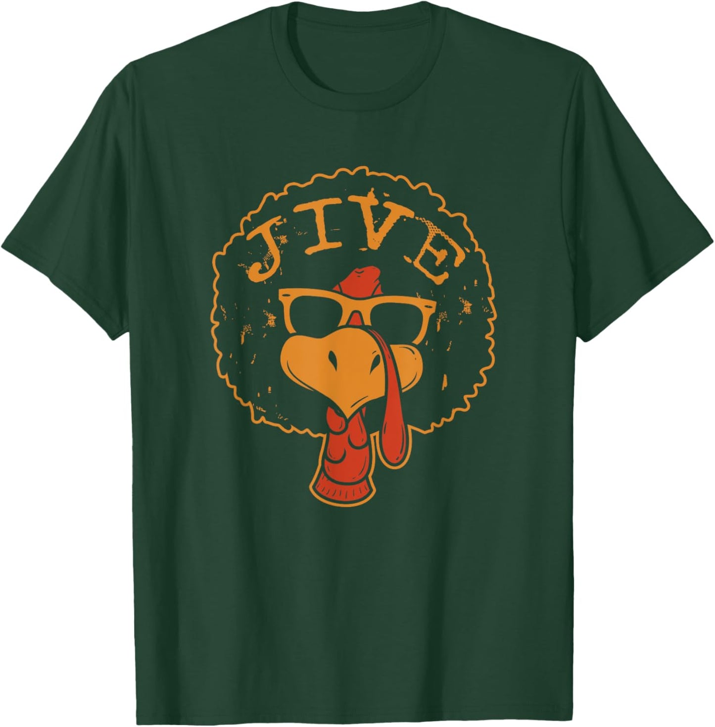 Jive Thanksgiving Turkey Funny 70s Retro Afro Turkey T-Shirt - T-Shirt | Forest
