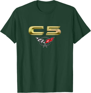 CLASSIC CAR EMBLEM 1990s C5 MUSCLE CAR VINTAGE BADGE CAR ART T-Shirt - T-Shirt | Forest