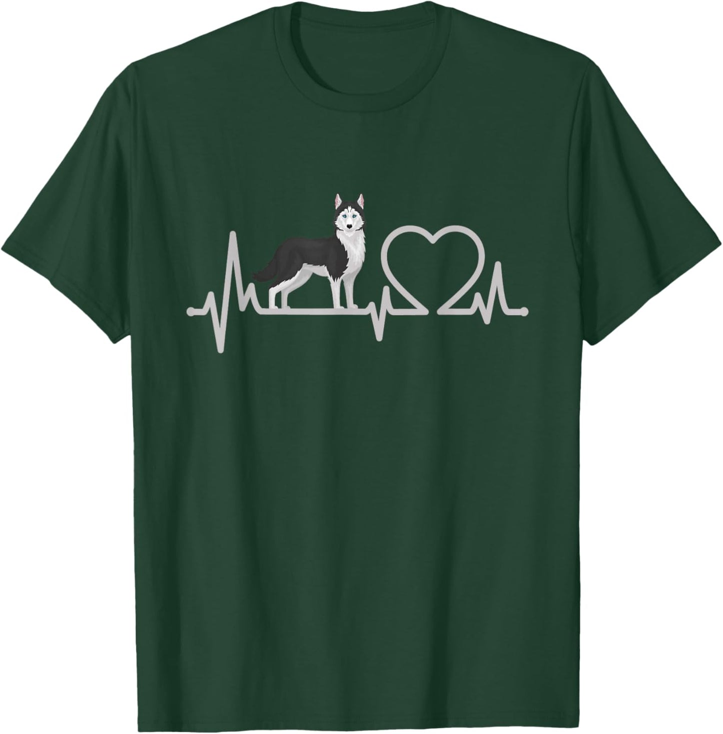 Siberian Husky Heartbeat - Huskies Puppy Lover Dog Owner Women Kids T-Shirt - T-Shirt | Forest
