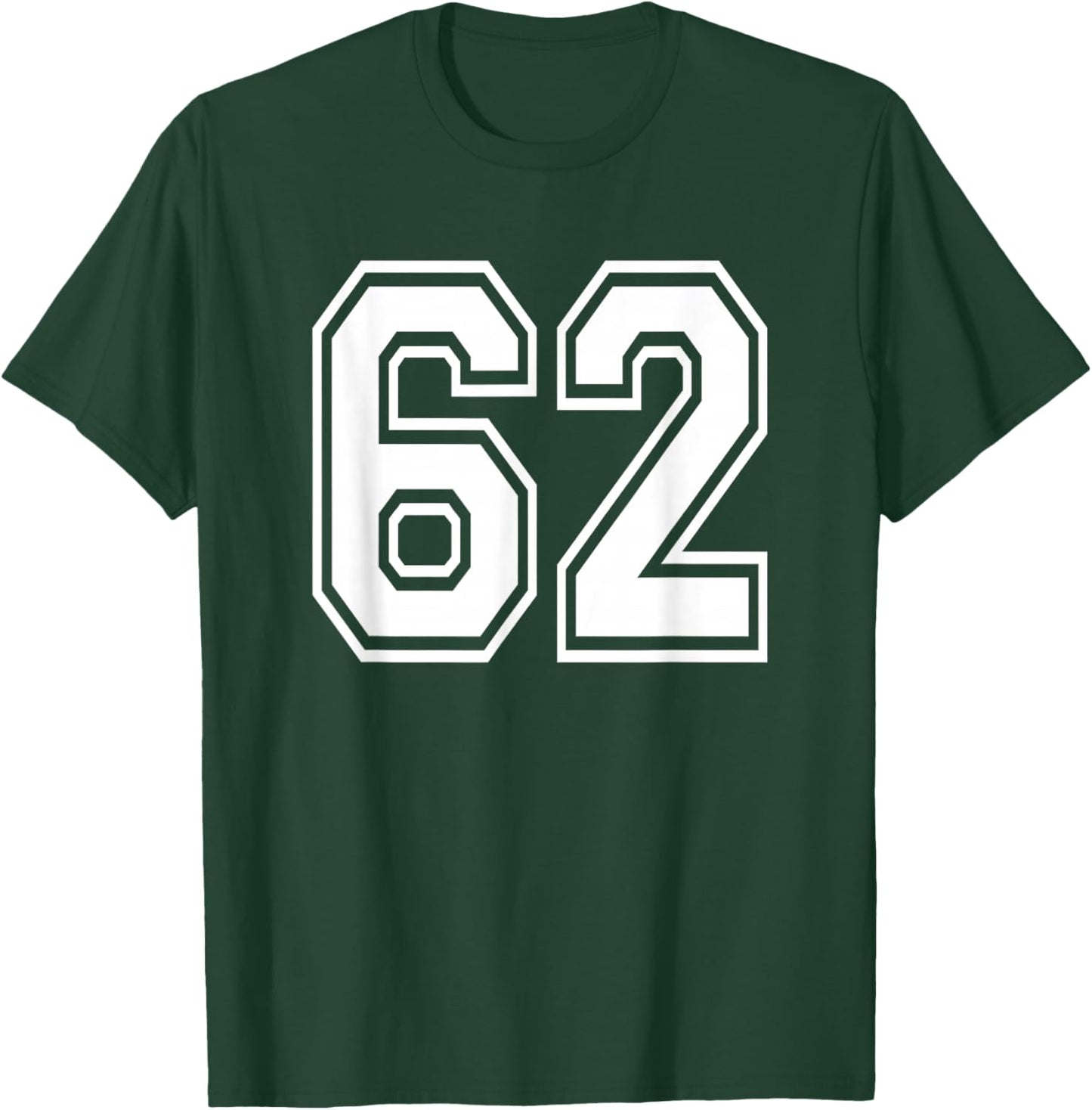 Number 62 Numbered Uniform Sports Jersey Team 62nd Birthday T-Shirt - T-Shirt | Forest