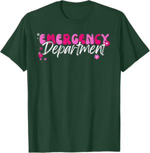 Emergency Department Funny Nurse Gifts. -Adults Emergency Department Modern Black Short Sleeve Classic Fit T-Shirt - T-Shirt | Forest