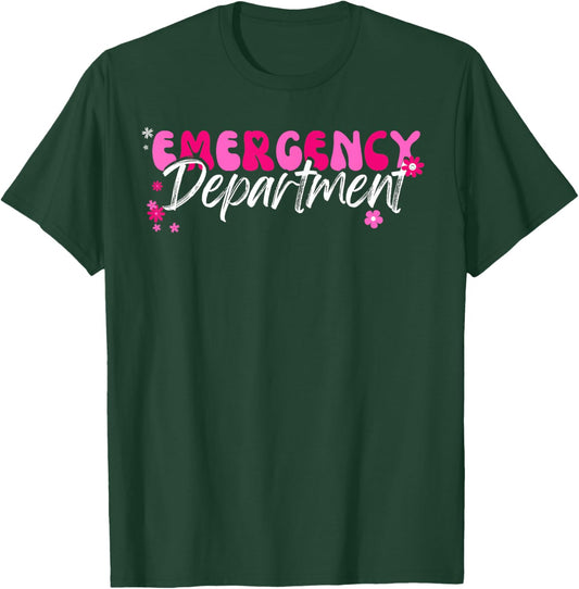 Emergency Department Funny Nurse Gifts. -Adults Emergency Department Modern Black Short Sleeve Classic Fit T-Shirt - T-Shirt | Forest