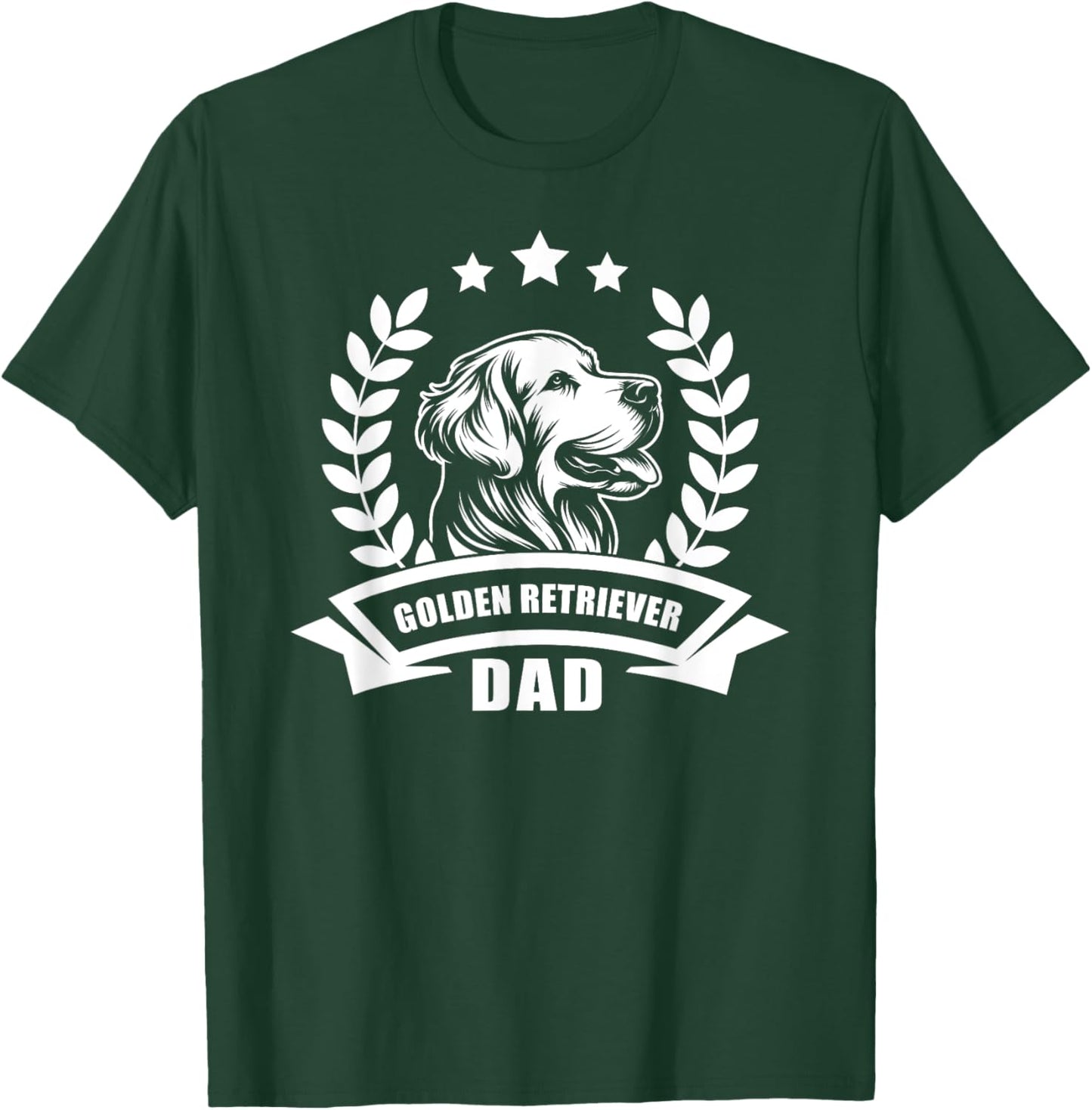Golden Retriever Dad - With Banner and Ear Wreath T-Shirt - T-Shirt | Forest