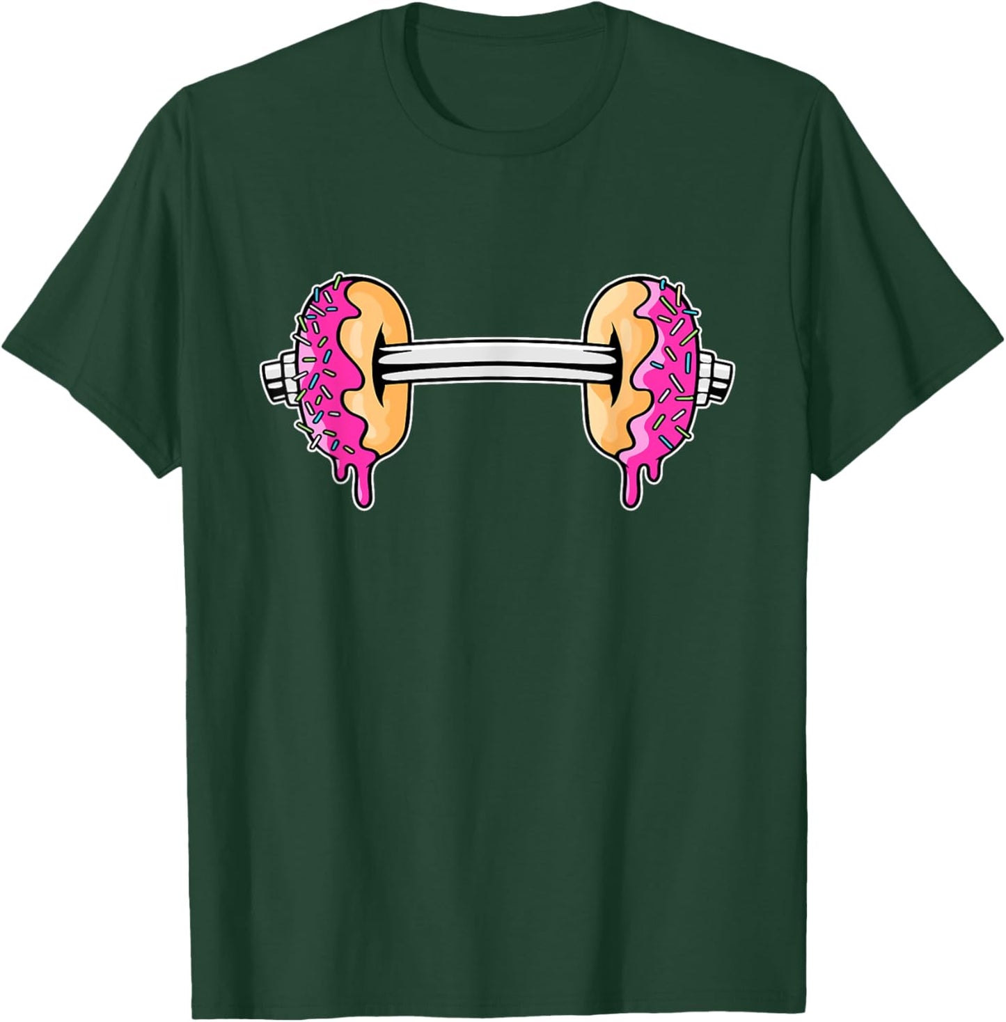 Dumbbells Donuts Day Funny Weightlifting Lover Gym Workout T-Shirt - T-Shirt | Forest