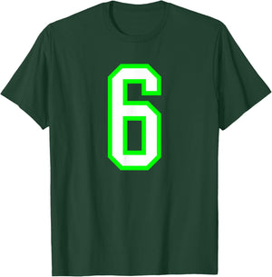 White Lime Sports Team Number 6 T-Shirt - T-Shirt | Forest